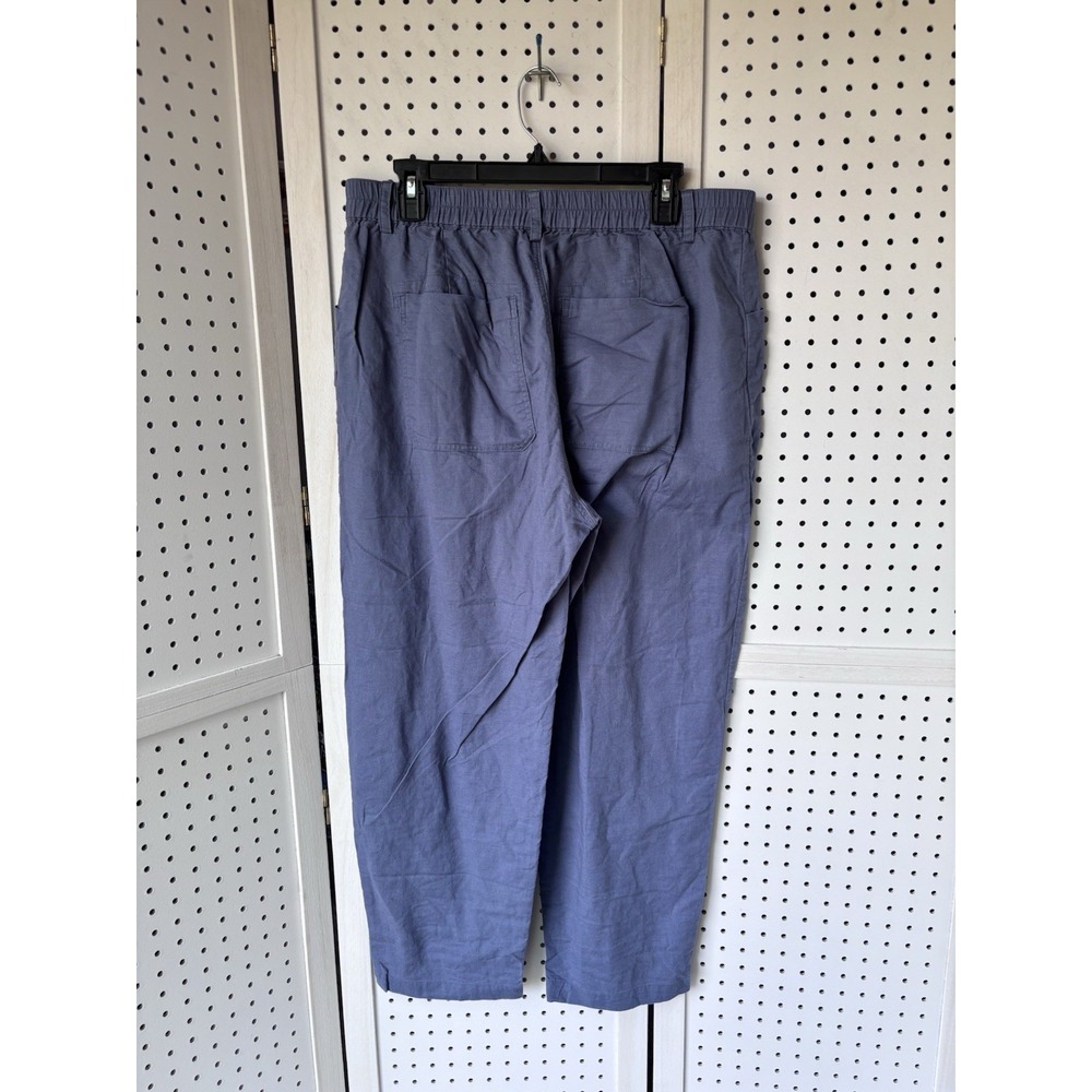 Lintico Heidi Linen Simple Button Fly Trousers Size XL Blue Lagenlook Minimalist - Picture 3 of 6